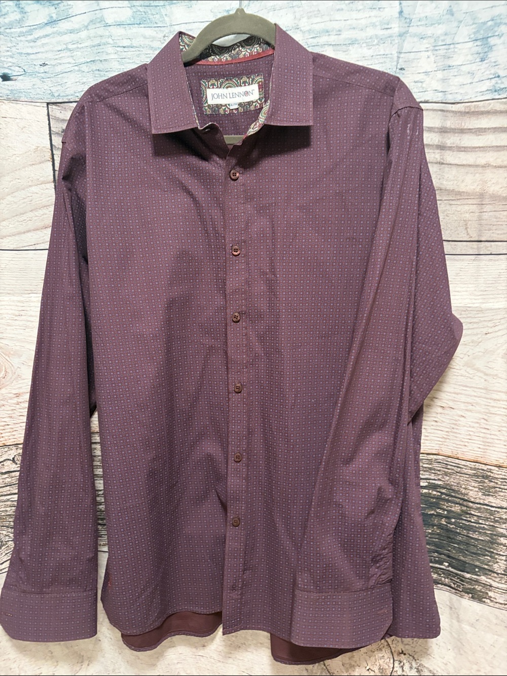 NWOT John Lennon Plum Dress Shirt — Tailored Long Sleeve for Men XL